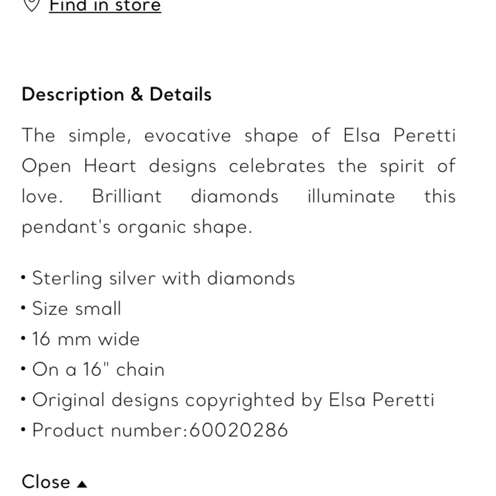 SOLD: Tiffany & Co Elsa Peretti Open Heart Diamond Necklace - Picture 4 of 11